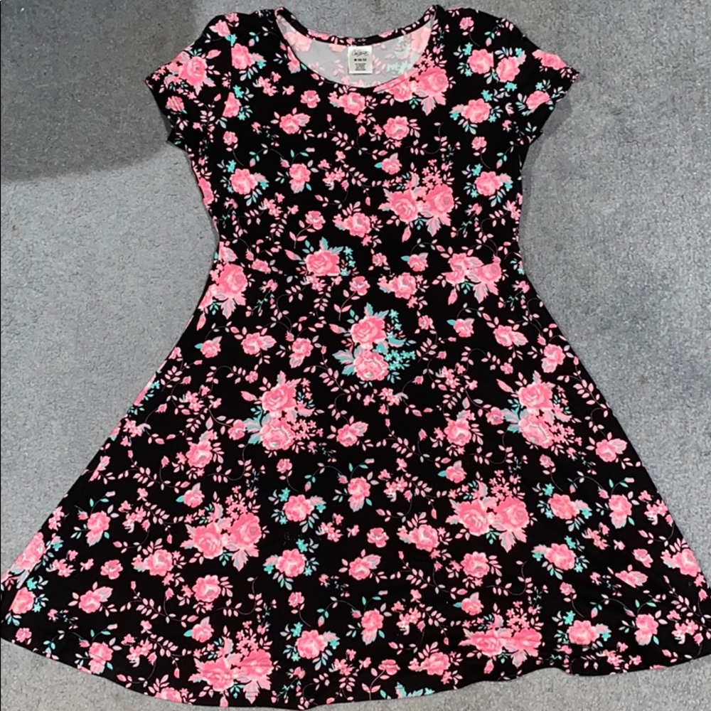 Black and Pink girls flower print dress